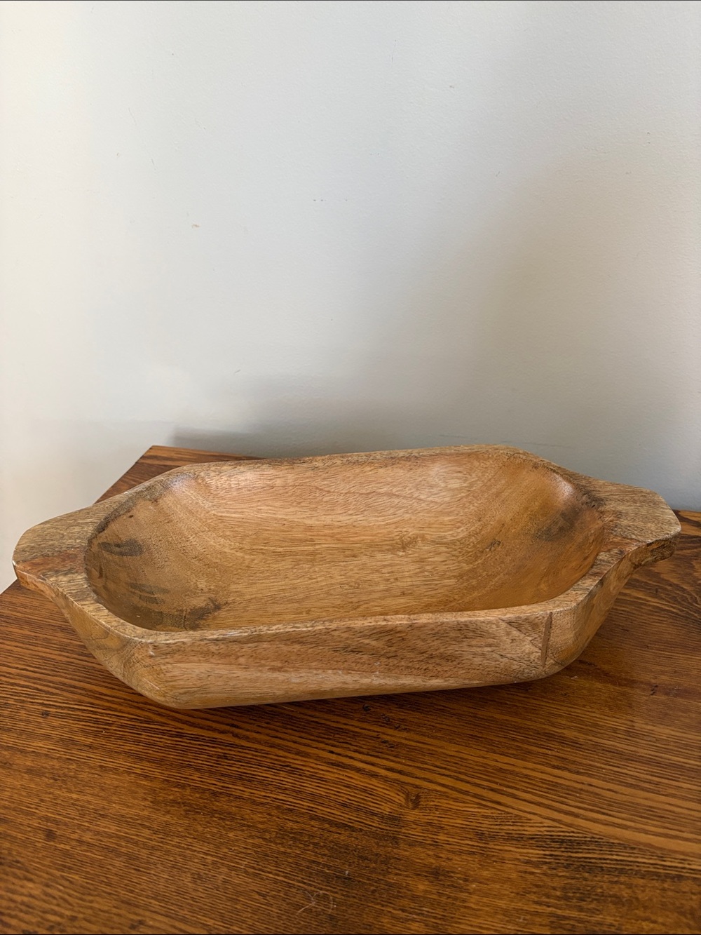 Threshold Hand-Carved Mango Wood Dough Bowl 3.25" H x 19" L x 9.75" W